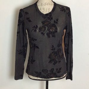 Karen Kane Embroidered Mesh Top